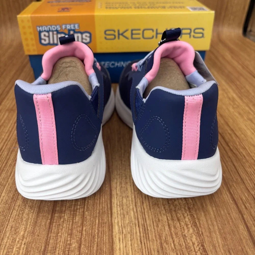 Skechers Hands Free Slip-ins Kids 13 Navy Bounder Simple Cute Sneakers NEW